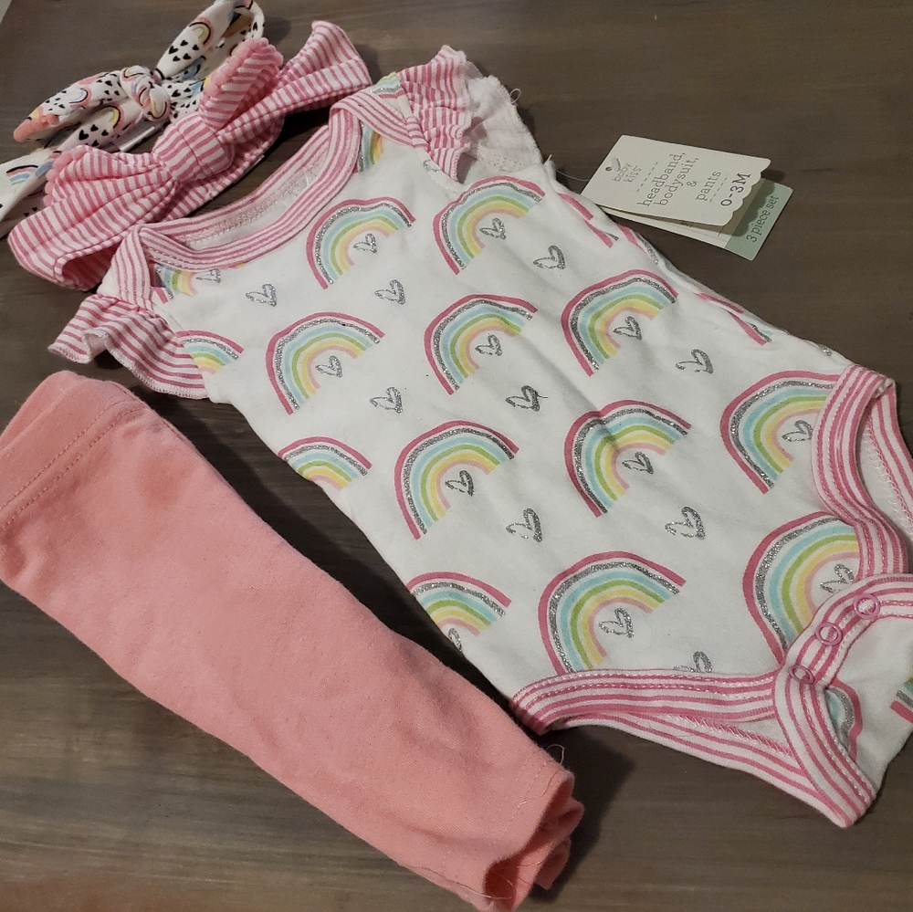 Baby Kiss Outfit Set Rainbow Glitter 3 Pieces